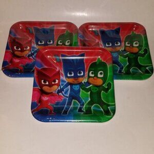 NEW 3 PJ Masks Paper Plates Lot Birthday Party Supplies 9" Square (8 per pack)